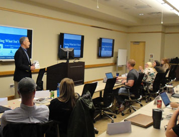 Jim speaking to MBA students at UNG April 2019.